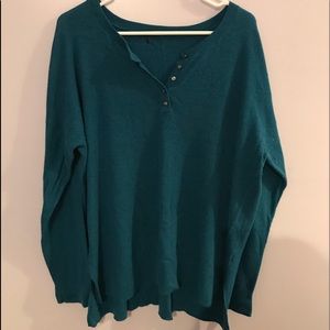 Blue American Eagle Long Sleeve Henley Tee Shirt